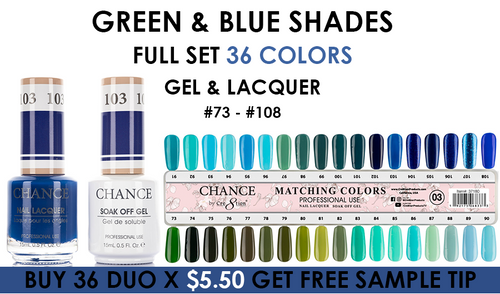 Chance Duo - Green & Blue Shades #73 - #108 = 36 Colors x $4.40 + 1 Tip #3