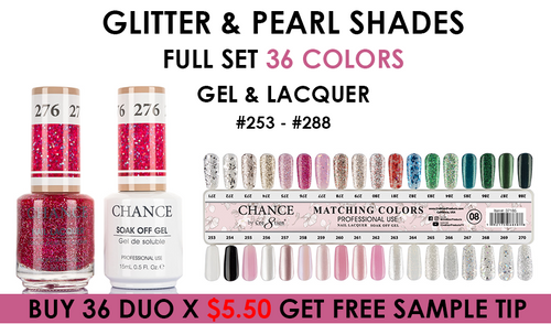 Chance Duo - Glitter & Pearl Shades #253 - #288 = 36 Colors x $4.40 + 1 Tip #8