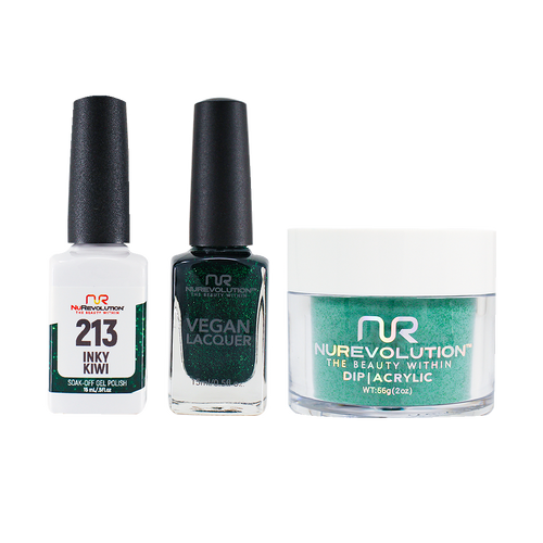 NR Trio:Gel+Lacquer+Dip|Acrylic - #MS213 Inky Kiwi