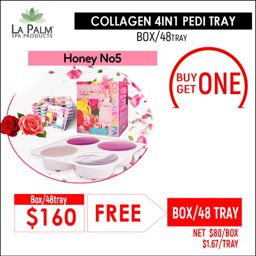 LP Collagen Spa 4 Step Pedi Buy 1 Box/48 tray. Free 1 Box/48 tray = 96 Trays x $1.67 - Honey No5
