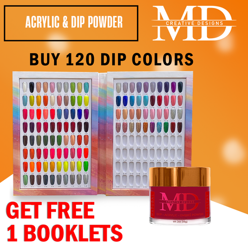 MD Dip & Acrylic Powder 2oz  - 120 colors, Free 1 Booklets ($7.05 each dip)