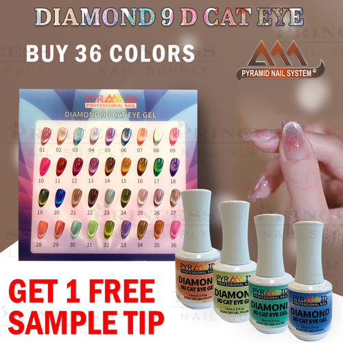 Pyramid Diamond 9D Cat Eye Gel 34 colors x $6 + 1 Tip