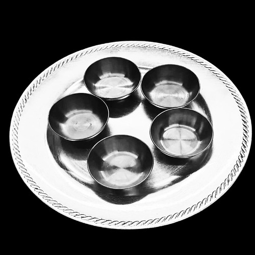 Mademoiselle  Plate + 5 cup holder - Silver