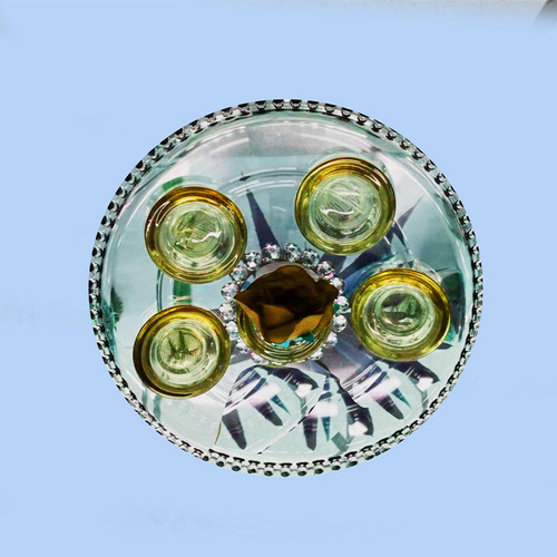 Mademoiselle Clear Plate + 4 cup holder - Orange