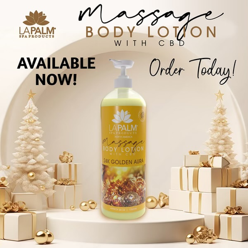 La Palm Massage Lotion w/CBD 36oz - 24K Golden Aura
