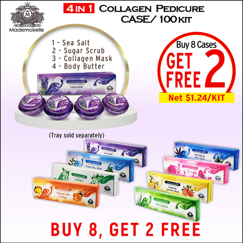 Mademoiselle Collagen Spa 4in1 Case/100kits. Buy 8 Case x$155.20 Free 2 = 10 Cases (Net $1.24/Kit)