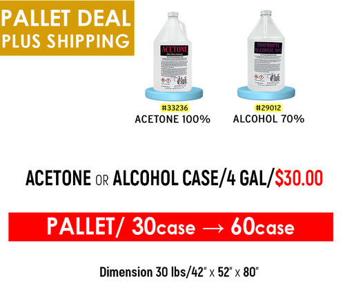 Pallet Deals Acetone/Alcohol Case/4Gal x $30