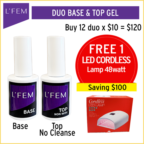 L'Fem Gel Polish .5oz Gel: Base + Top Non-Wipe
