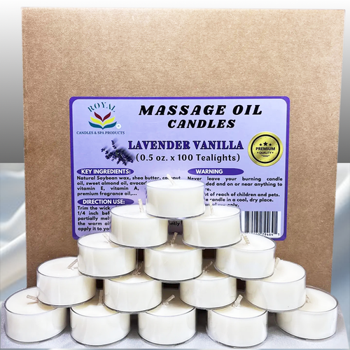 Royal Massage Candle Tealight Case/100pc Lavender Vanilla