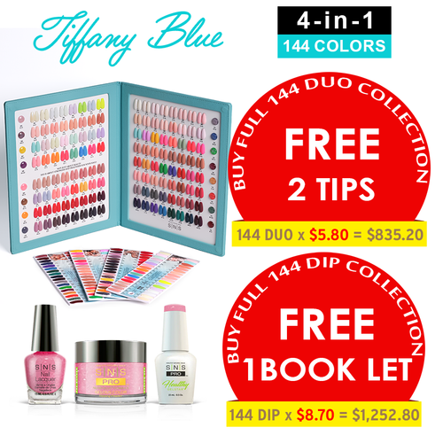 4in1 SNS Pro Tiffany BLue #001 - #144 =144 colors Duo or Dip