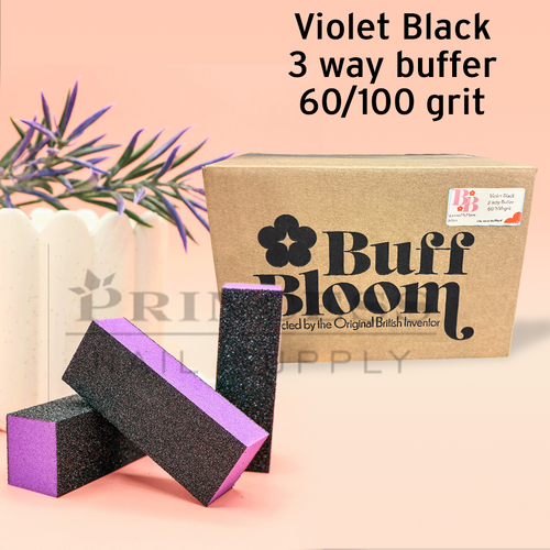 Buff Bloom Buffer Block 3 Way - Case/500pcs - Violet/Black - 60/100 Grit
