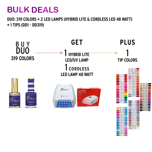 iGel Duo #DD01-#DD319 = 319 colors x $4.20 FREE 2 LED Lamps + 1 Tip