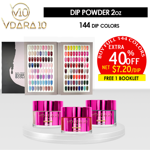 Vdara10  Dip Powder 2oz -Full Set 144 colors + 1 Booklet