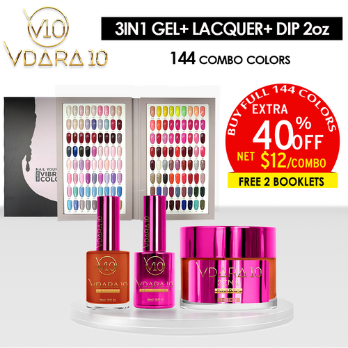 Vdara10 3in1 Combo Gel + Lacquer + Dip 2oz - Full Set 144 colors + 2 Booklets