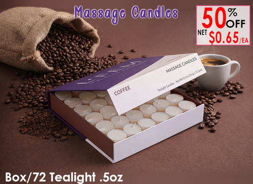 L'Fem Massage Candle Tealight .5oz. Box/72pcs - Coffee