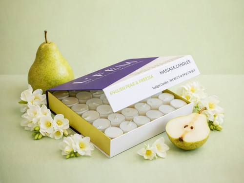L'Fem Massage Candle Tealight .5oz. Box/72pcs - English Pear & Freesia
