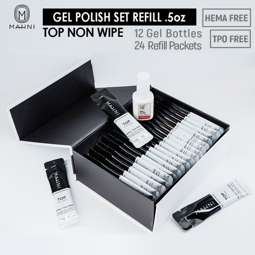 Mahni - Top Non-Wipe Gel Polish Set/12 bottles + 24 packets (Net $2.09/.5oz)