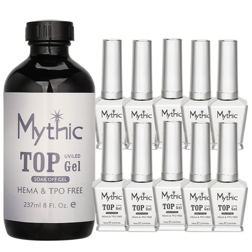 Mythic Soak-Off Gel Top No-Wipe 8oz Get 10 Free .5oz