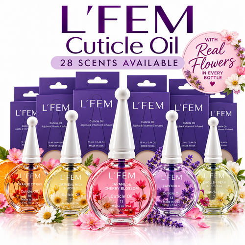 L'Fem Floral Cuticle Oil .5oz Free Gift Box - Available 28 scents