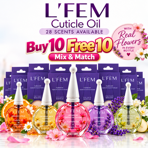 L'Fem Floral Cuticle Oil .5oz Free Gift Box - Buy 10 Free 10