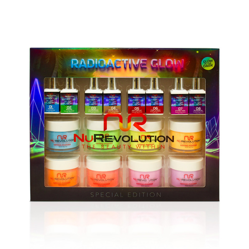 NR Collect  Radioctive Glow  Gel + Dip|Acrylic Kit/8 colors/16pcs (Close Out)