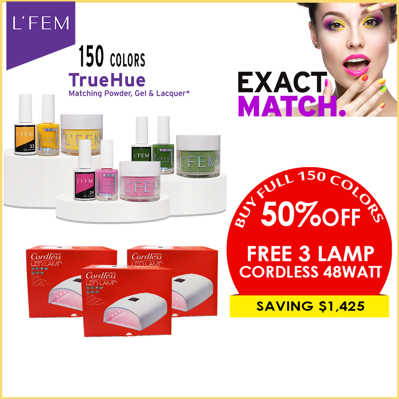  L'Fem Combo #1 - #150= 150 Colors x $7.5, Free 3 Cordless LED Lamp 48w