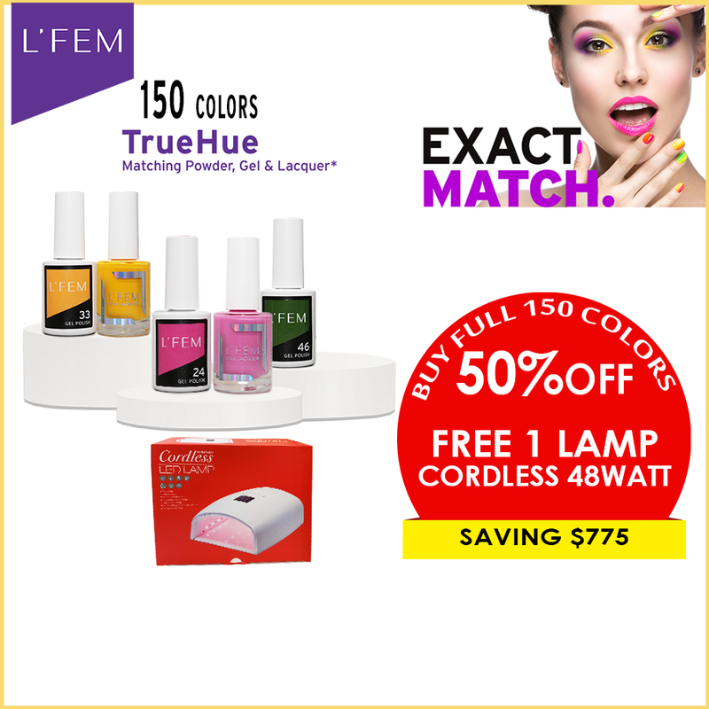 L'Fem Gel Polish #1 - #150 = 150 Colors x $2.25, Free 1 Cordless LED Lamp 48w