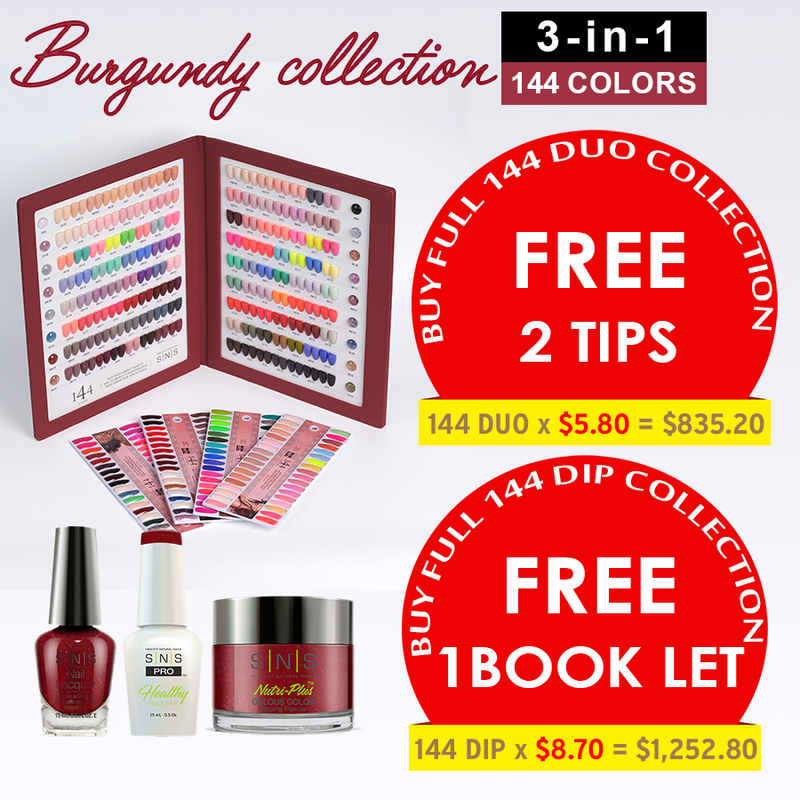 3in1 SNS Pro Burgundy Full Line #001 - #144 =144 colors