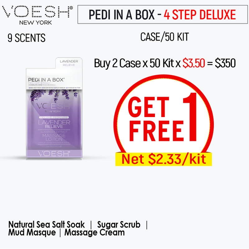 Voesh Case/50pks - Pedi 4 Step Deluxe Buy 2 Free 1 Voesh Case/50pks - Pedi 4 Step Deluxe Buy 2 Free 1