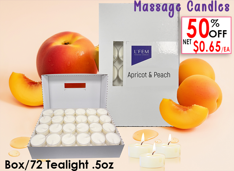 L'Fem Massage Candle Tealight .5oz. Box/72pcs - #09 Apricot & Peach