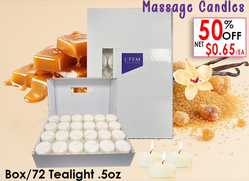 L'Fem Massage Candle Tealight .5oz. Box/72pcs - #18 Warm Vanilla Sugar