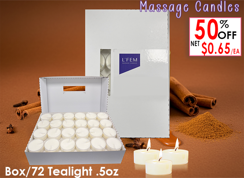 L'Fem Massage Candle Tealight .5oz. Box/72pcs - #20 Sexy Cinnamon Clove