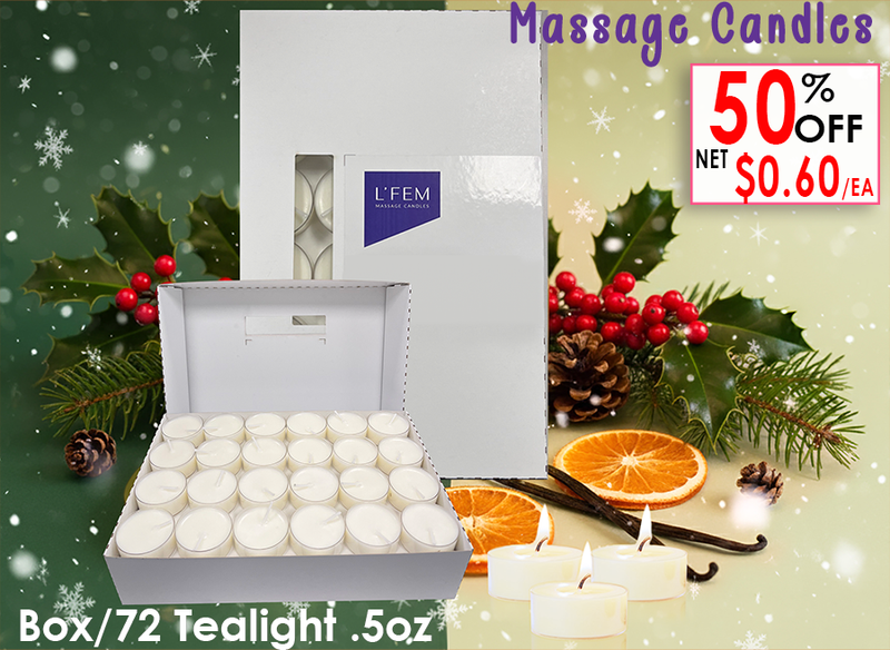 L'Fem Massage Candle Tealight .5oz. Box/72pcs - #25 Velvet Pine