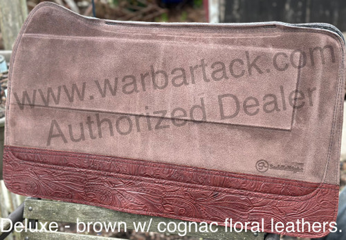 IN STOCK - Western Square, 29x32”,  Deluxe brown with cognac floral leathers.