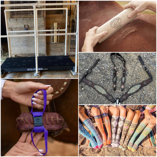 RANDOM DRAW - 55 winners: Choice of NEW XL EquiVibe machine, NEW Custom Martin Saddle, Heritage Brand Tack Set, $1,175 shopping spree, PLUS filler items!! -  295 spots @ $45 each. - Quantity 1 = 1 spot. (239/295 AVAILABLE)