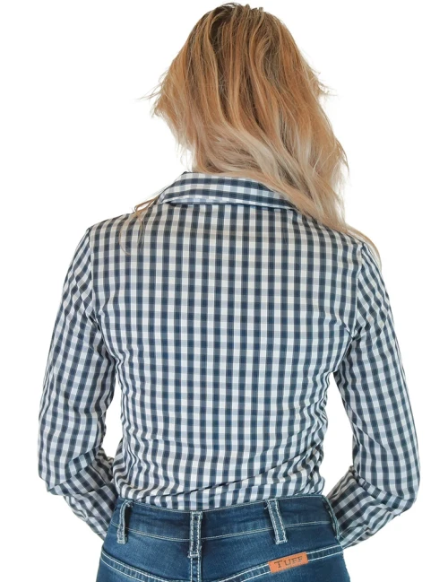 Navy Structured Plaid Pullover Button Up