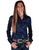 Pullover Button Up (Royal Blue Iridescent Swishes Over Black Lightweight Jersey High Stretch)