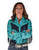 Pullover Button Up (Black Turquoise Breathe Lightweight Stretch Jersey With Printed Horses)