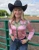 Champagne Pink With Moss Green Satin Pullover Button Up With Embroidered Flowers