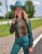 Leopard Jersey & Emerald Satin With Emerald Sequin Sheer Sleeves Pullover Button Up