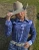 Navy & Blue Paisley Jersey With Blue Satin Pullover Button Up With Cowgirl Tuff Logo