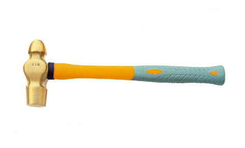 Brass Hammer, Ball Pein with Heavy Duty Fibreglass Handle Integrated with Rubber Grip