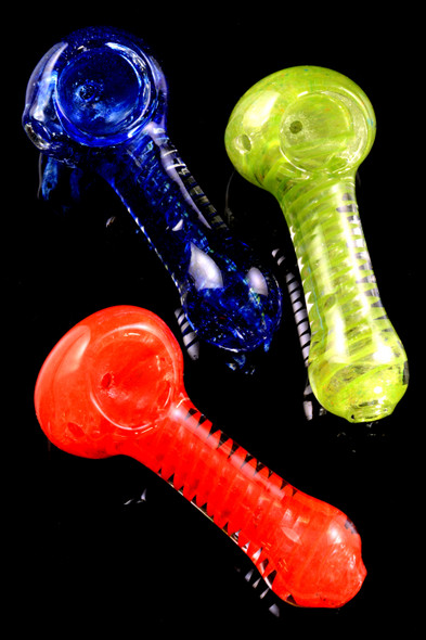 Small Spiral Colorful Frit Glass Pipe - P0392