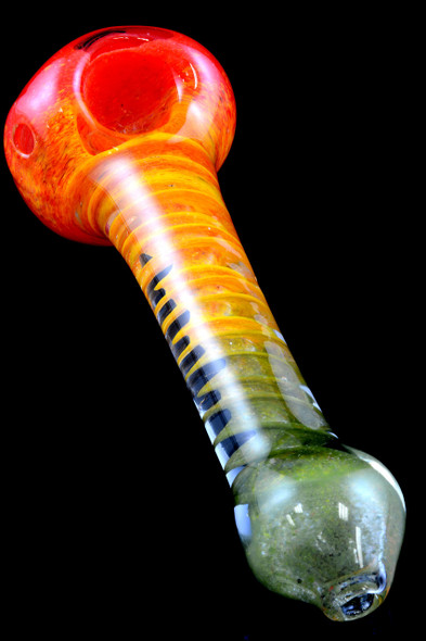 Thick Rasta Frit Spiral Glass Pipe - P1487