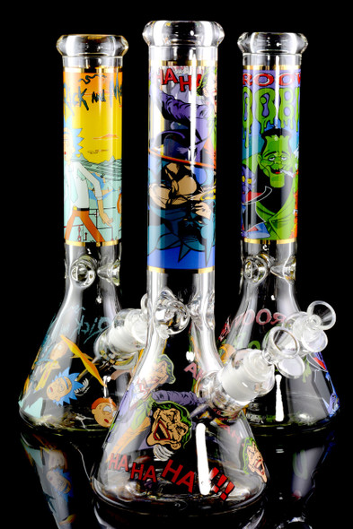 (Mix) Large 7mm Thick Clear Decal Beaker Water Pipe - WP1555