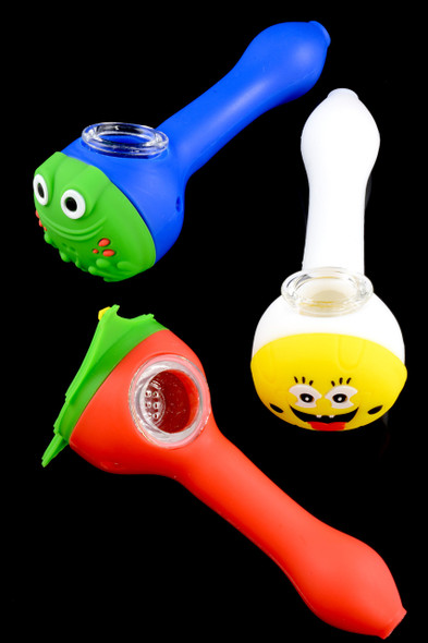 Silicone Hand Pipe with Glass Bowl - P1716