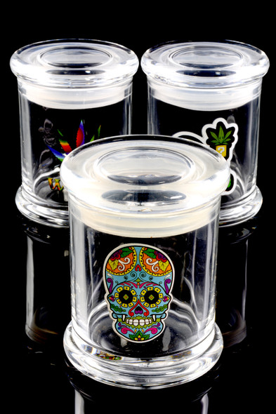 (Mix) Medium Glass Jar with Decal - J0185