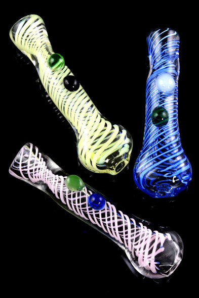 Colorful Spiral Glass Chillum - C0241