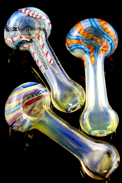 Small Color Changing Striped Glass Pipe - P1792