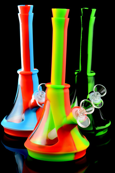 Medium Colorful Silicone Glass Chamber Water Pipe - WP1772
